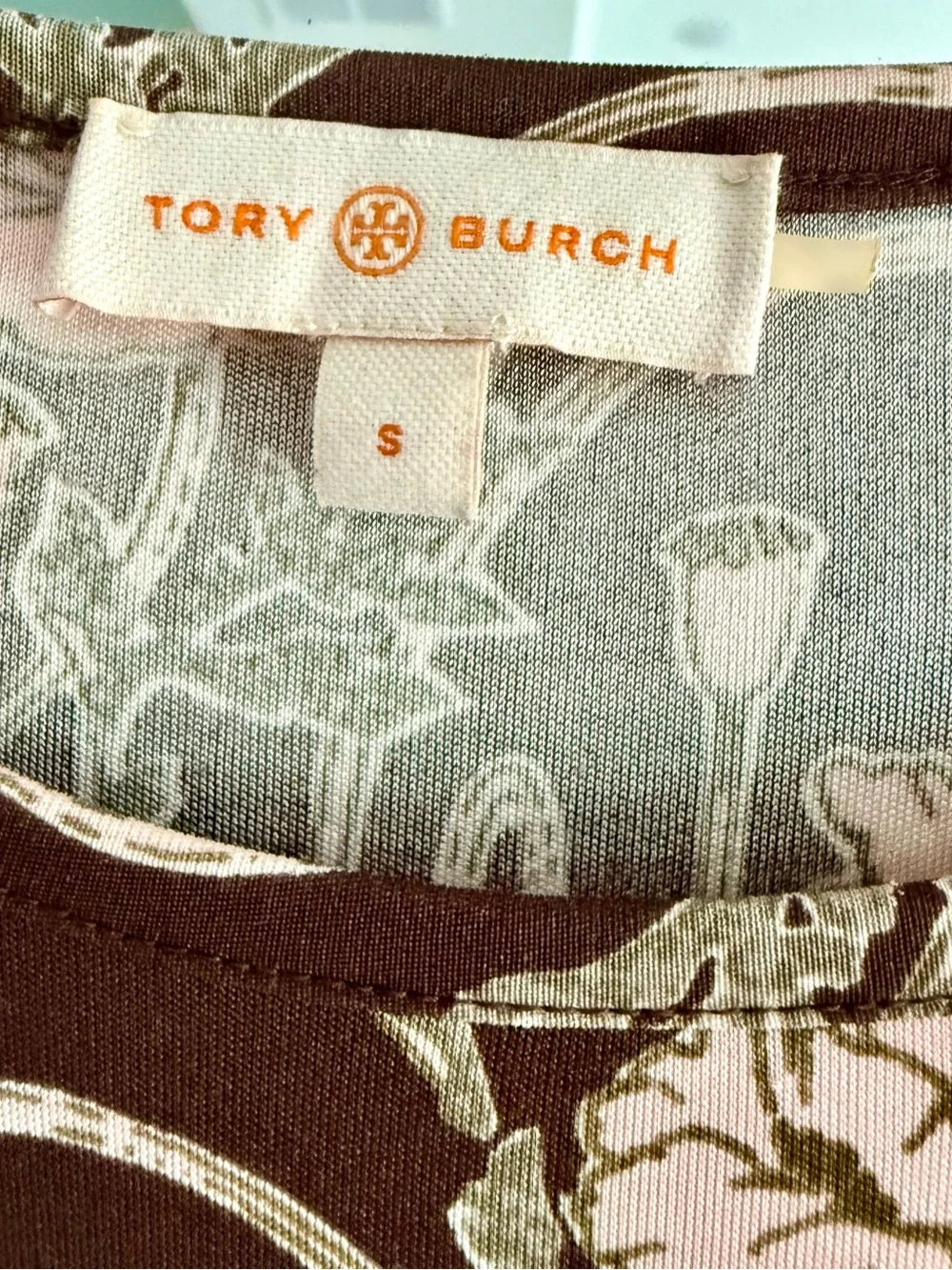 Tory Burch Brown Dress with Light Pink Floral Print